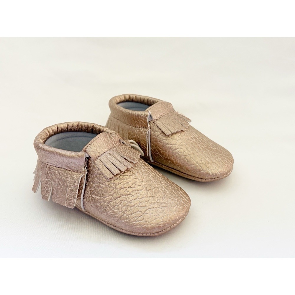 Sweet N Swag Moccasins 3 Soft Crib Shoes Baby Mauve Metallic Walkers